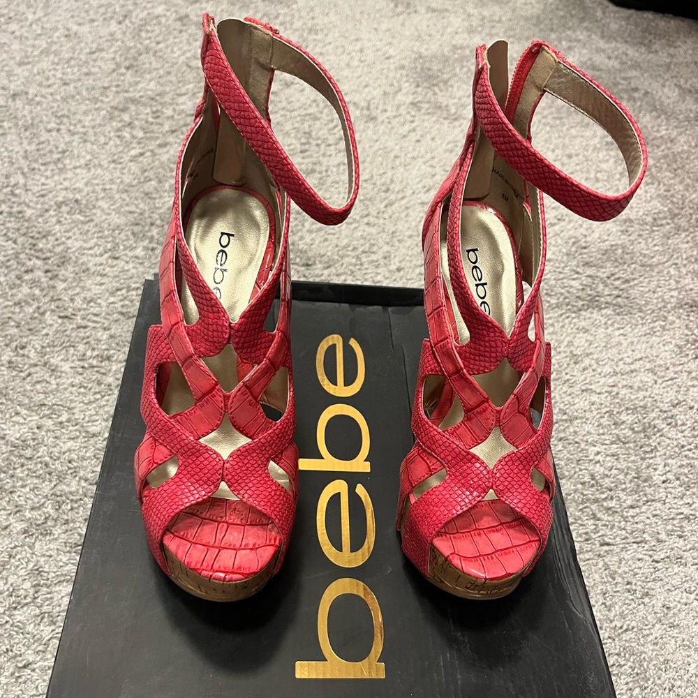 Pink BEBE wedges size 6